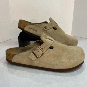 Birkenstock Boston Soft Footbed Suede Clogs Taupe EU 43 Regular